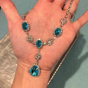Blue Rhinestone Chandelier necklace